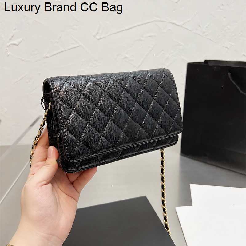 

Bags CC Shoulder Bags Designer French Big Name Classic Shoulder Woman Genuine Leather Mandarin Duck Buckle Flip Cover Chain Luxurious Fashion Bag Famous, Black