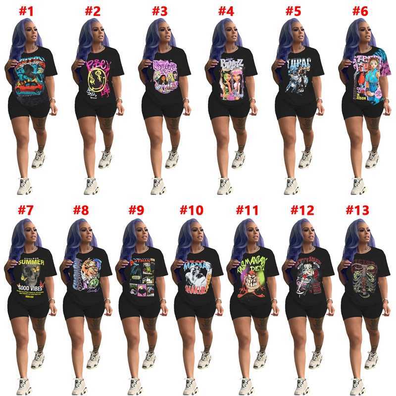 

Designer 2023 Women Tracksuits Black Clothing Two Pieces Set Fashion Pattern Printed Short Sleeve T-shirt Shorts Sportwear, #13