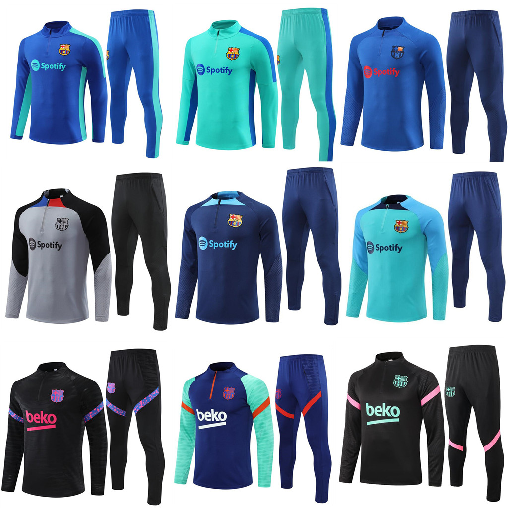 

22 23 24 Kids kit Barcelona Half Zipper Jacket Football TRACKSUIT training suit MEN soccer chandal futbol ANSU FATI MEMPHIS chandal jogging Survetement Tracksuits