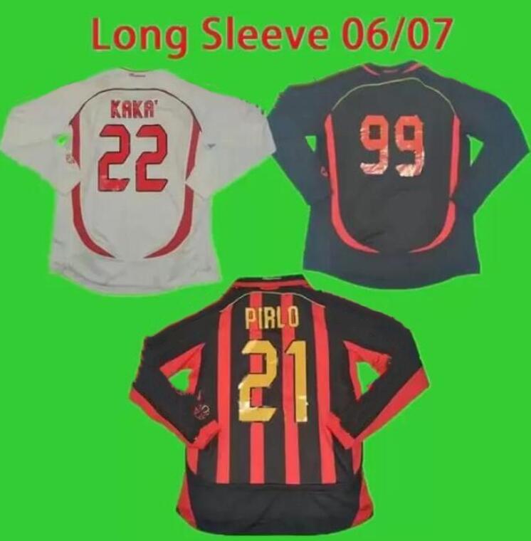 

Long sleeve 2006 2007 ac MILANS Retro soccer jerseys full vintage football shirt 06 07 classic Maglia da calcio MALDINI PIRLO SEEDORF