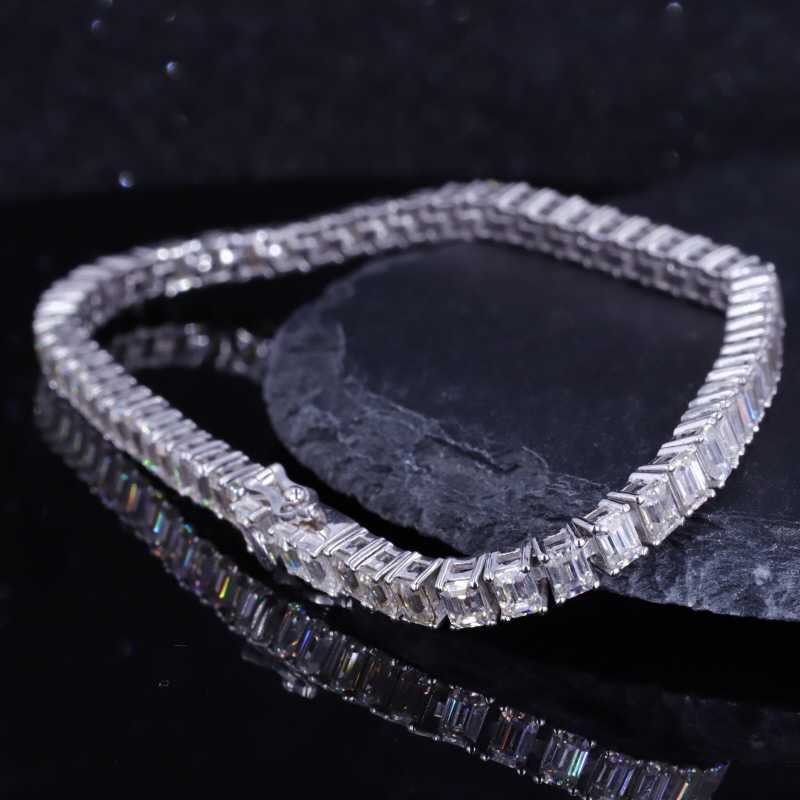 

2023 Hot Sale Moissanite Tennis Bracelet Emerald Cut Moissanite Bracelet Jewelry Customize 14k Solid Gold Tennis Bracelet