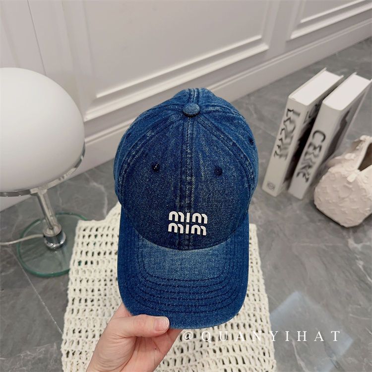 

2023 New Miu Letter baseball cap for Men and Women Water Washing Denim Old Cap Versatile, 1ps no box