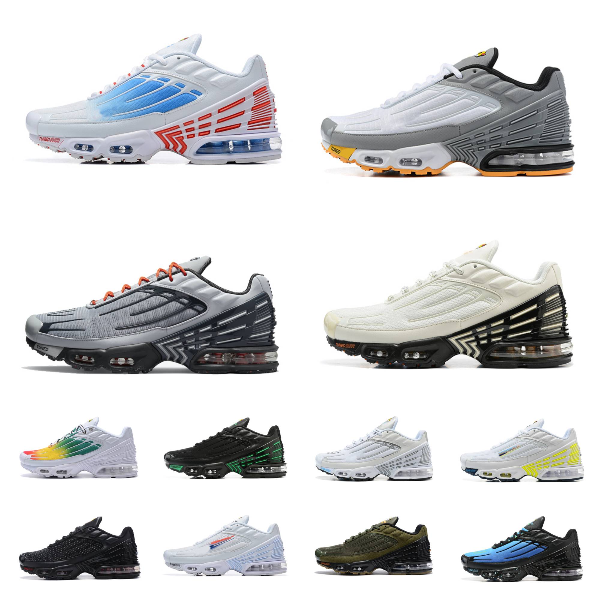 

2023 TN Plus 3 Running Shoes Women Mens Tuned III Unity White OG Black Light Bone Laser Blue Green Aqua Iridescent Purple Gold tns Trainers Tn3 Runners Sports Sneakers, Shoes lace
