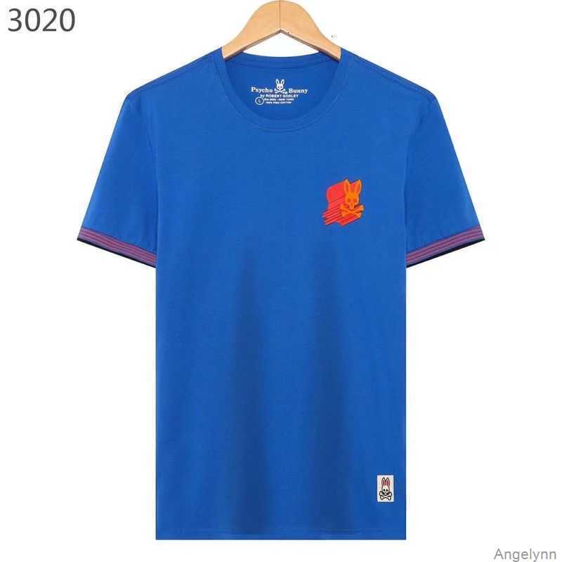 

Psycho Bunny t Shirt 23 Summer New Trendy Short Sleeve Skull Rabbit Print Polot Men's Pure Cotton O9r5, White
