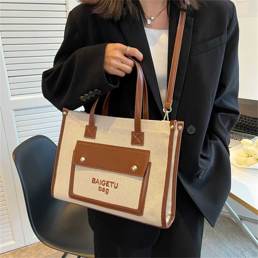 

20% OFF 2023 handbag Large Capacity Women's Canvas Handbag New Fashion One Shoulder Crossbody Texture Tote Bag, Black5