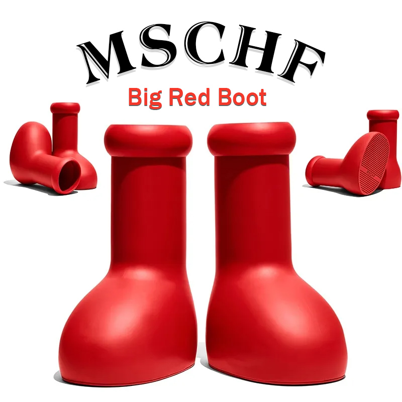 

2023 Rain Boots Designer Mschf Men Women Big Red Boot EVE Rubber Astro Boy reps Over the Knee Booties Cartoon Shoes Thick Bottom Platform
