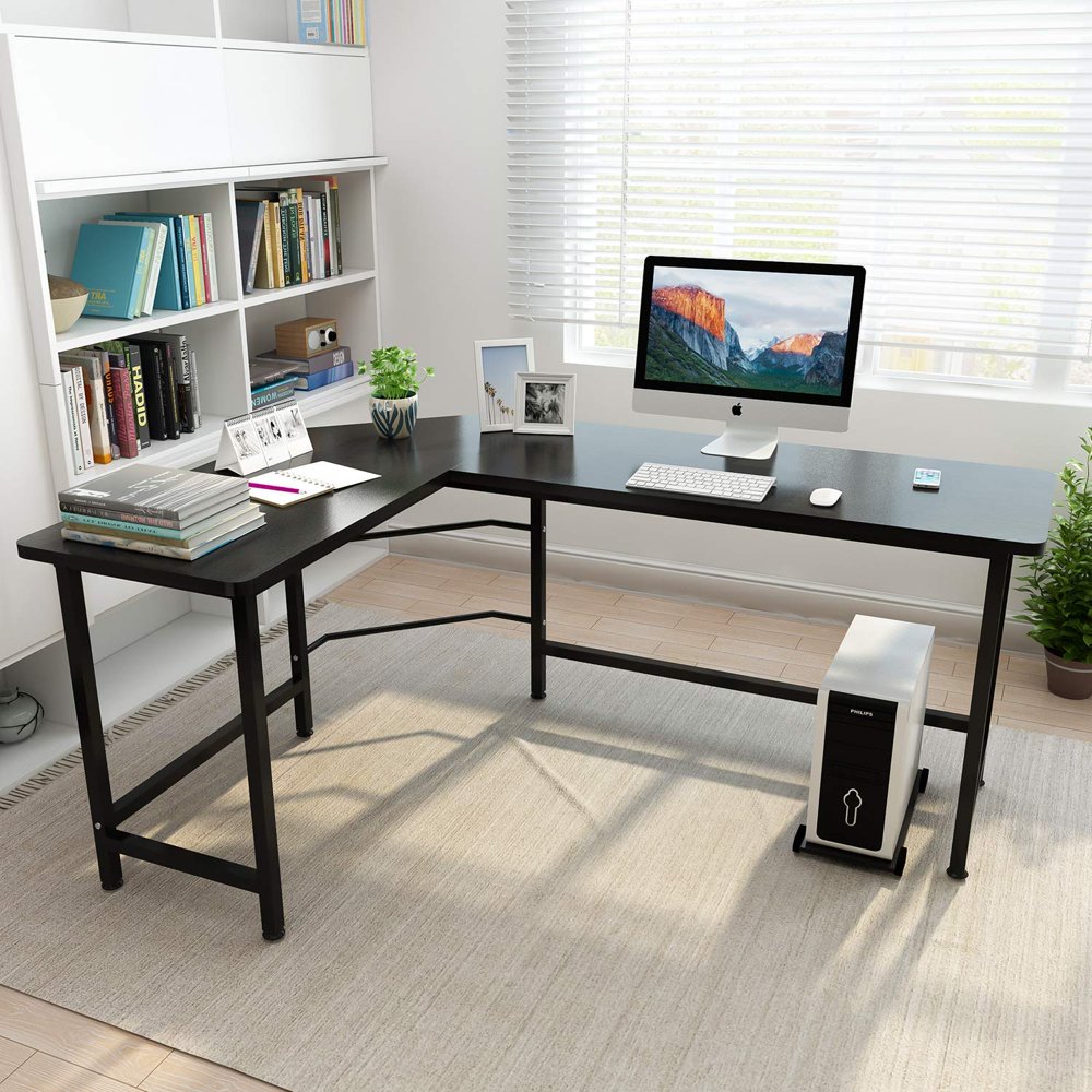 

L-Shaped Computer Desk Corner PC Latop Table Study Office Workstation Black