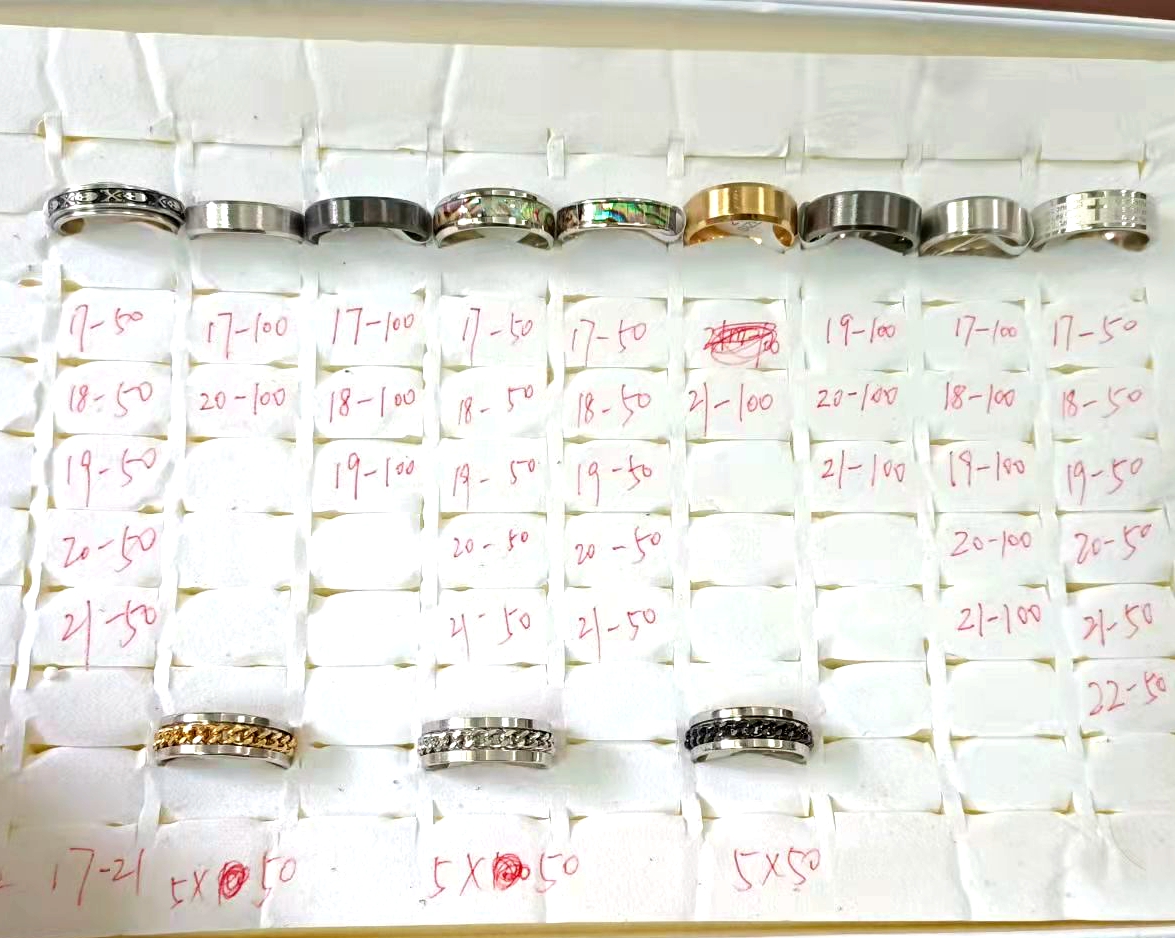 

1600pcs mix stainless steel rings spin shell plain band jewelry ring