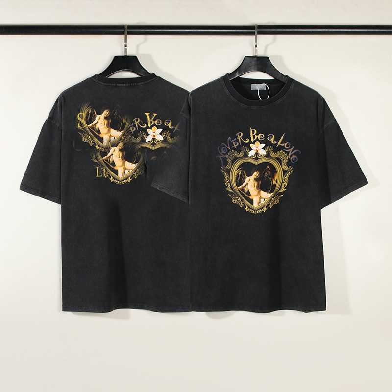 

Men's T-shirt couple size crowd retro fashion men's and women's same style American high hellstar street washed to do old loose large size hip-hop short sleeves, Black