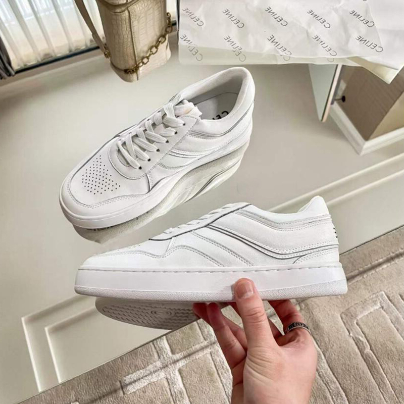 

Fashion Women's Casuals Shoes Senior Fun Vieira Flat Sneakers Classic White Low Tops Elastic Band Calfskin Designer Casual Skateboarding Tennis Trainers Box EU 35-43, #3