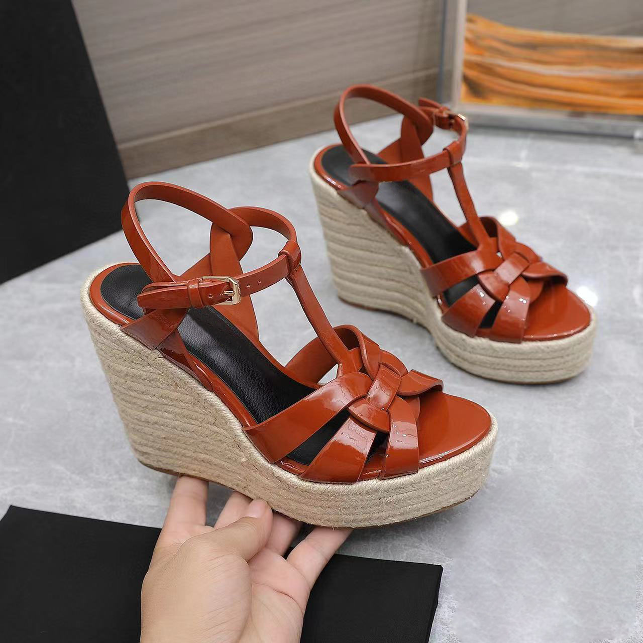 

High Heels Women Sandals Metallic Laminate Leathers Middle High Heel Sandal Summer Wedding Shoe Dress Shoes Size 35-41, Black