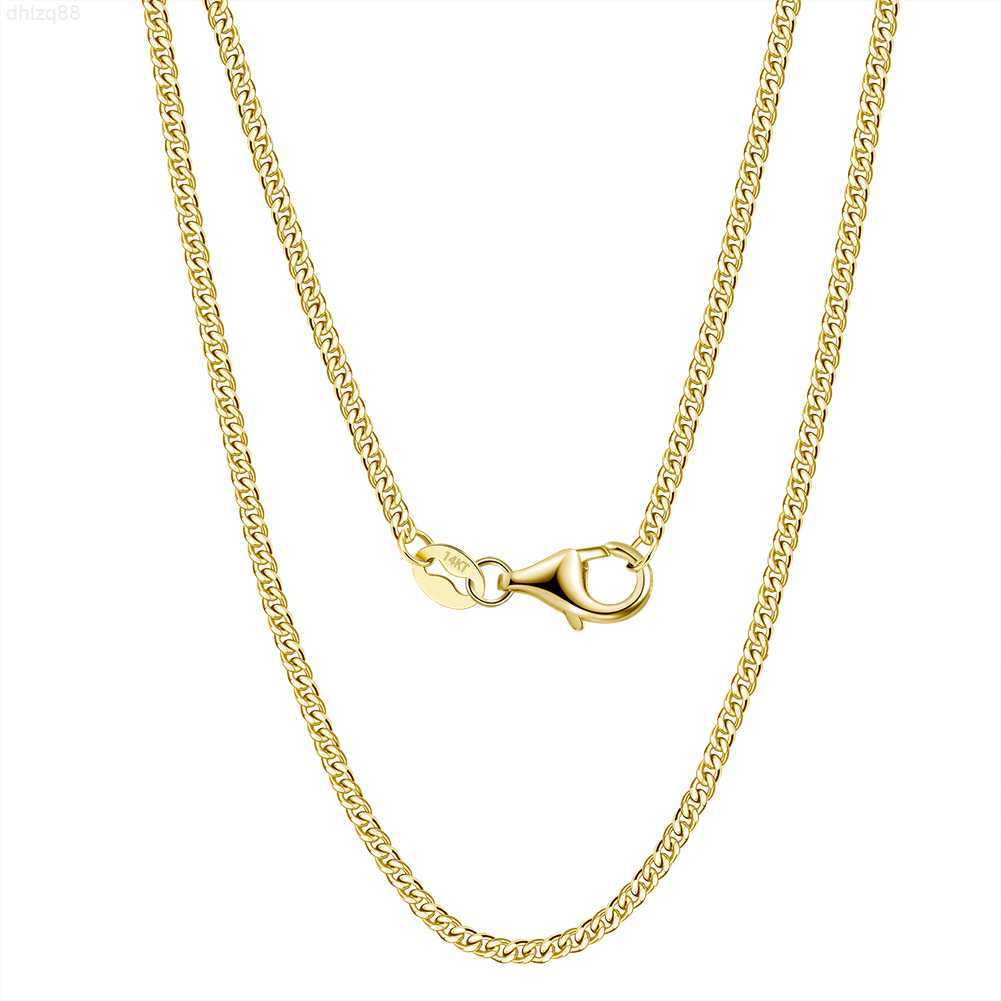 

Rinntin Gc04 Hiphop Fashion Style Jewelry Real 14k Solid Yellow Gold 2.2mm Diamond Cut Cuban Link Curb Chain Necklace for Women