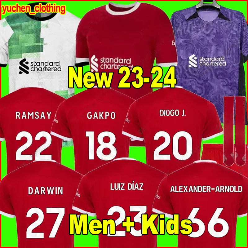 

23 24 soccer jerseys GAKPO DARWIN 2023 2024 Mohamed Luis DIaz Alexander Arnold football kit tops shirts men kids uniform sets, 22 23 third aldult ligue 1