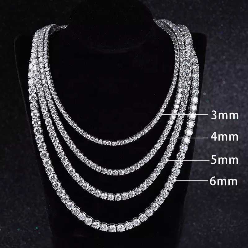 

Wholesale Price 925 Sterling Silver Def Color Vvs 3mm 4mm 5mm 6mm Tennis Chain Moissanite Tennis Necklace
