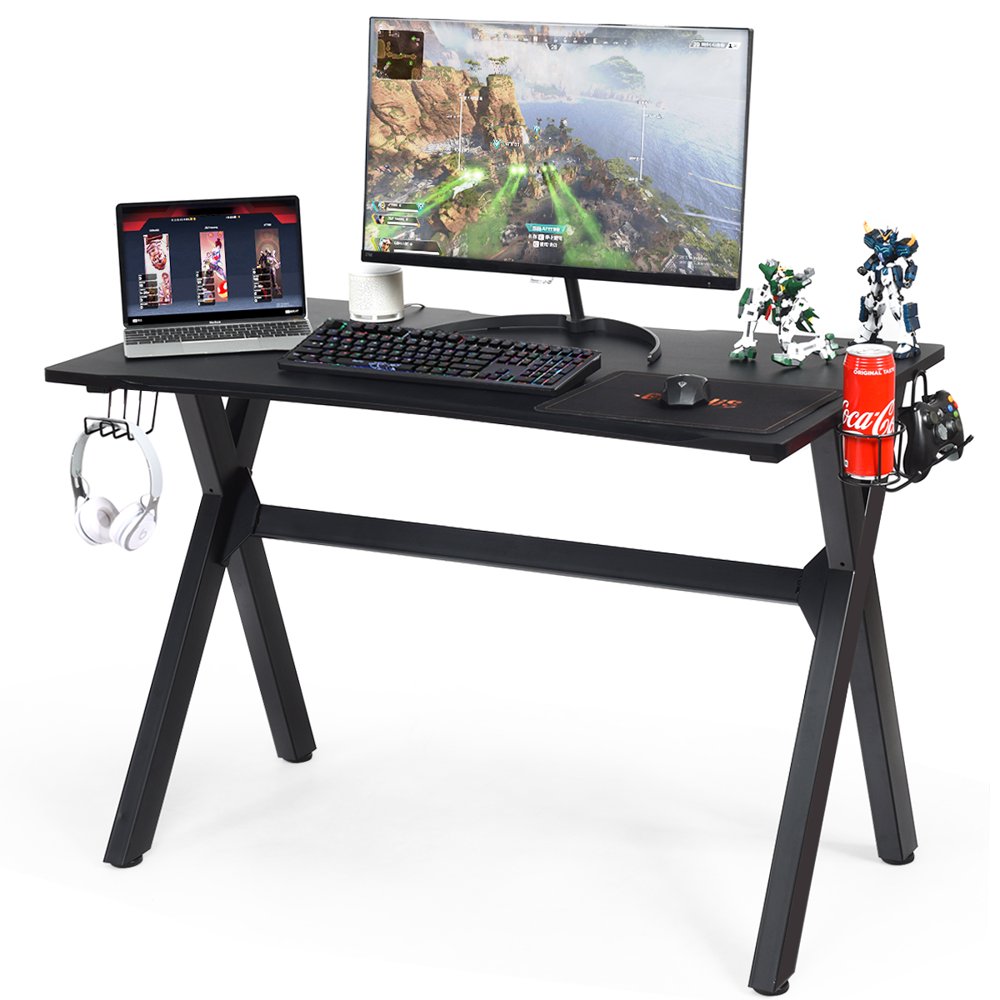 

Gaming Desk Computer Desk Table w Cup Holder Headphone Hook Gamer Workstation