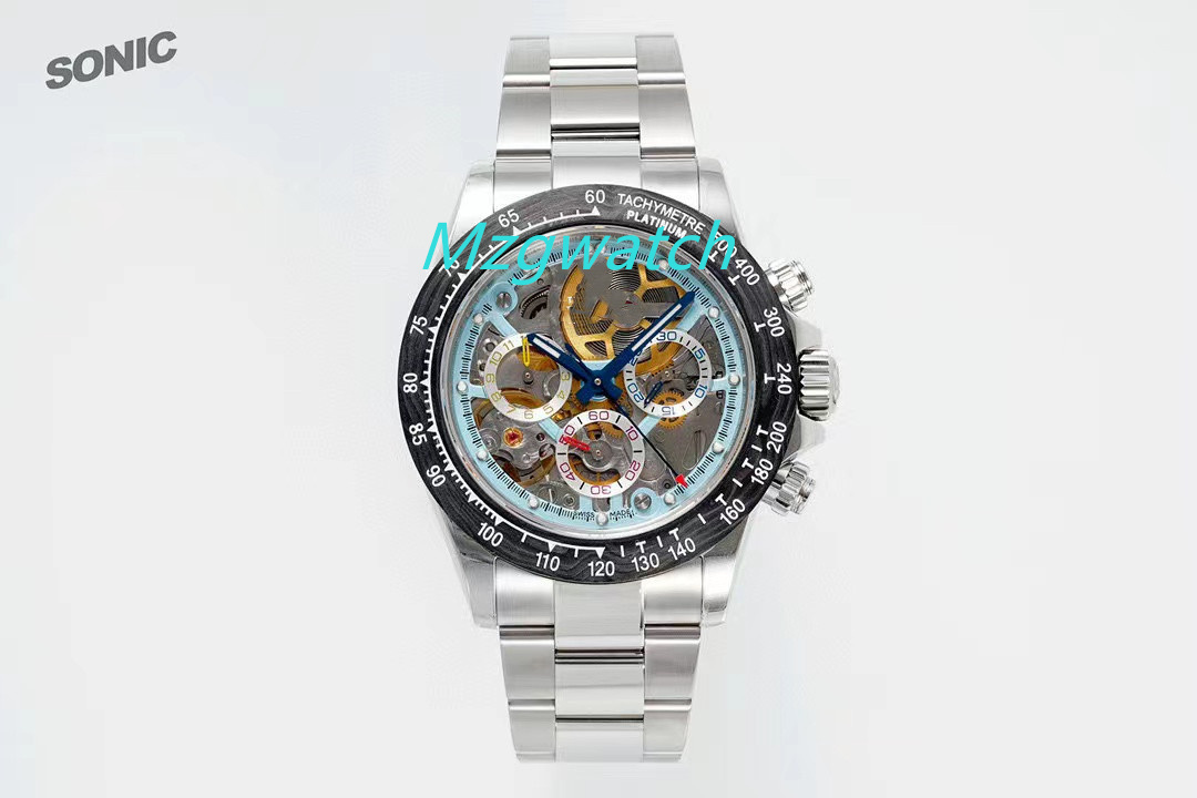 

Soinc Black Venom Hollowed out watch 4130 timing movement Carbon fiber collar 40MM 904L fine steel strip Sapphire crystal glass Waterproof function, As shown