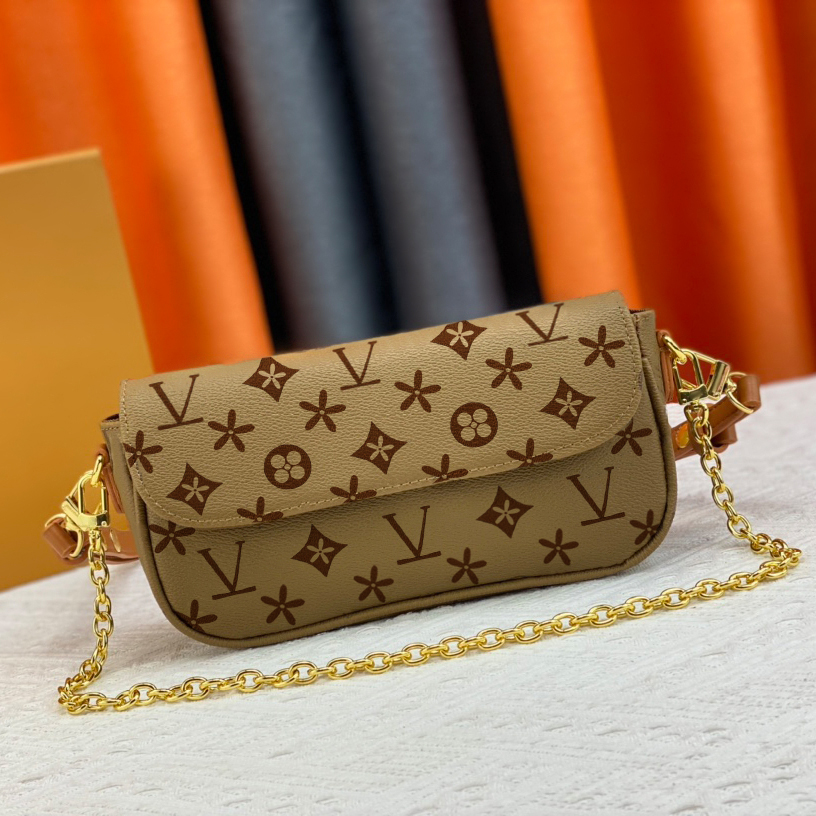 

Designer wallet on chain ivy shoulder bag M81911 M82210 womens mans Luxury leather flap hand bag pochette handbag woman cross body clutch messenger bottega tote bags, Black embossed