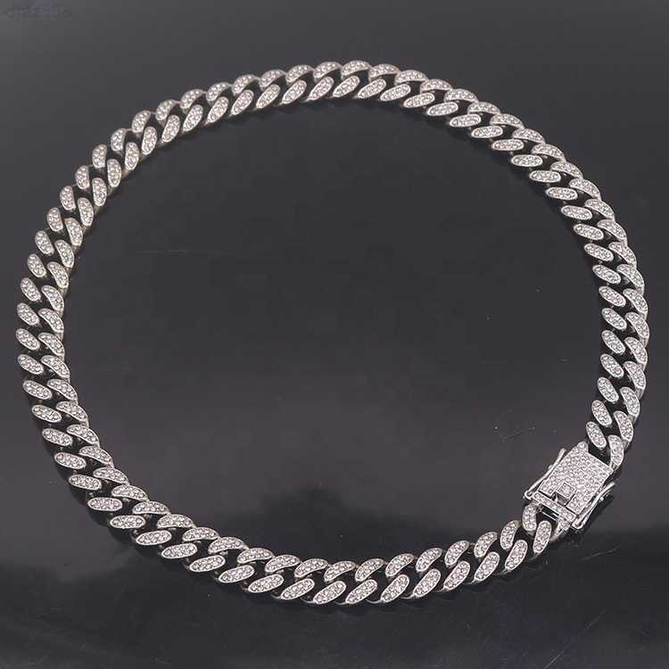 

Difeiya Sterling Silver Cuban Chain Necklace Iced Cuban Chain Necklace Cubic Zirconia Necklace