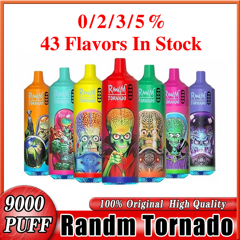 

Original RandM Tornado 9000 Puff Disposable E Cigarettes 0.8ohm Mesh Coil 18ml Pod Battery Rechargeable Electronic Cigs Puff 9K 0% 2% 3% 5% Vape Pen 43 Flavors