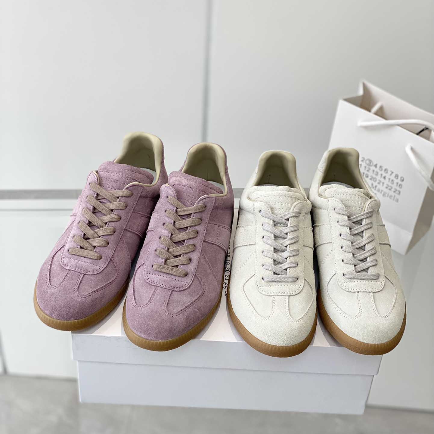 

top quality Casual Shoes Brand luxury stitching cloth sail shoes German training MM6 casual Maisons sports female Maison men's running white skateboard, Color matching