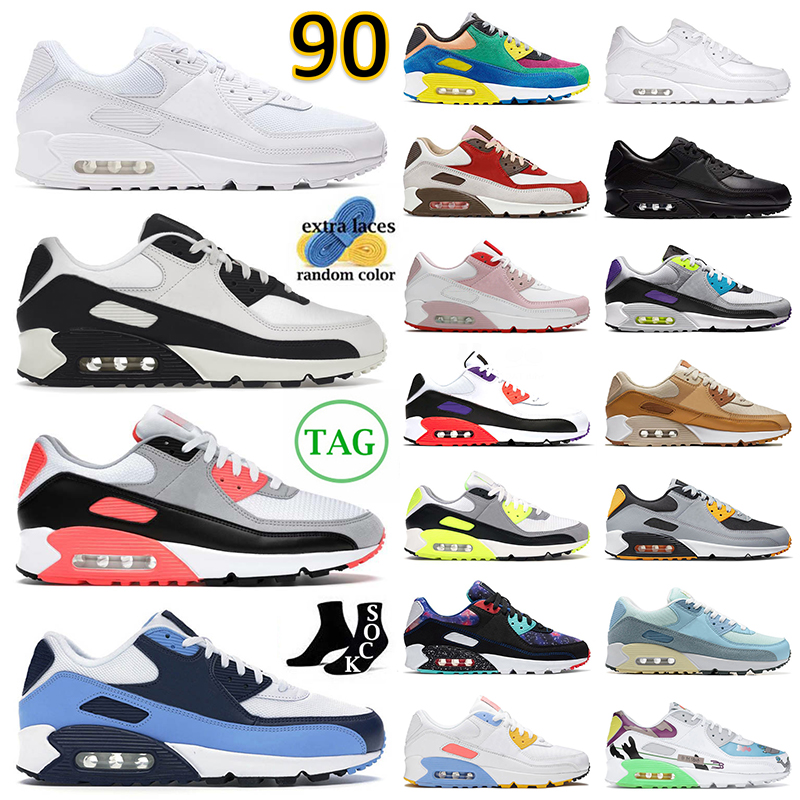 

Sports 90 Athletic Running Shoes Airmax 90s OG Sneakers Triple White Leather Mesh Phantom Coconut Milk Infrared UNC Bacon Caramel dhgate Trainers Mens Women EUR 36-46, A20 flyleather 40-45