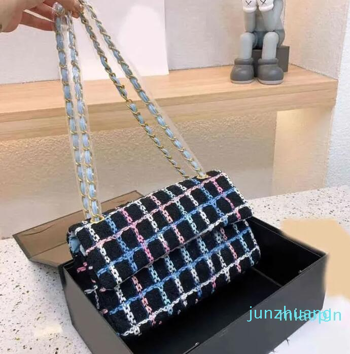 

Designer-Woolen Designer Bag chain armpit handbags Women Chain Underarm Bag Grid Pattern Crossbody Bags Chain Lady Purse 994, 25cm