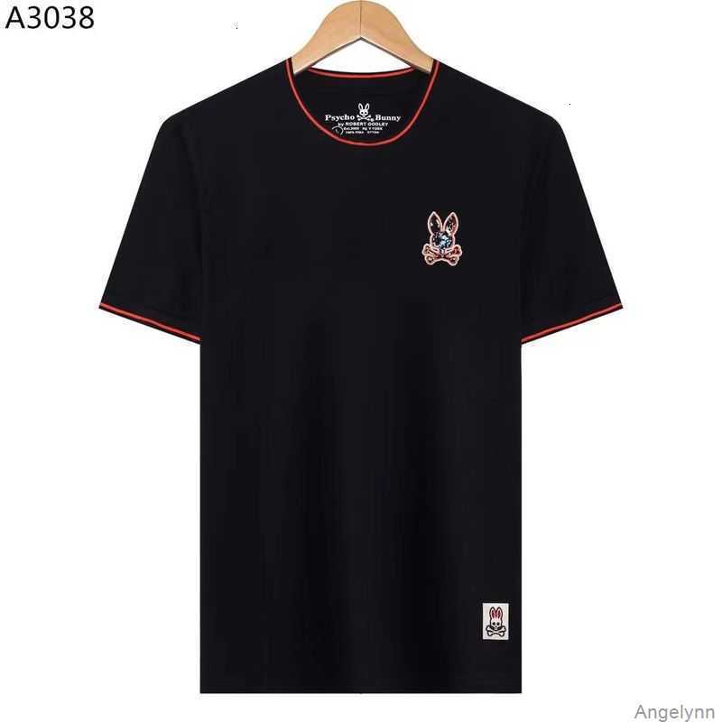 

Psycho t Shirt 2023 Summer Bunny Skeleton Rabbit Cartoon Embroidered Round Neck Trendy Rib Short Sleeve T-shirt Tees Pstk, Army green
