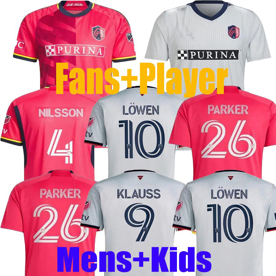 

2023 2024 St Louis City SC Soccer Jerseys 2023 KLAUSS BLOM LOWEN PARKER 26st Louis''RED' SC football kids kit mls, St. l ouis city home fan version