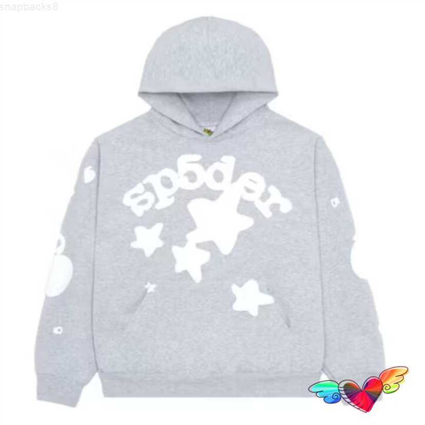 

Men's Hoodies Sweatshirts 2023 Grey Sp5der Men Women White Foam Graphic Young Thug Spider Hip Hop 555555 Sweatshirt World Wide Pullover, Gray