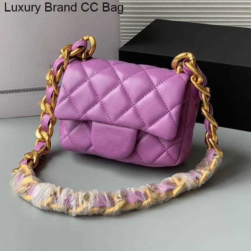 

Mini CC Clasic Shoulder Square Bags 22P Flap France Womens Bags Quilted Lambskin Genuine Leather Thick Chain Shoulder Outdoor Sacoche Luxury Designer Purse Hand, Pink