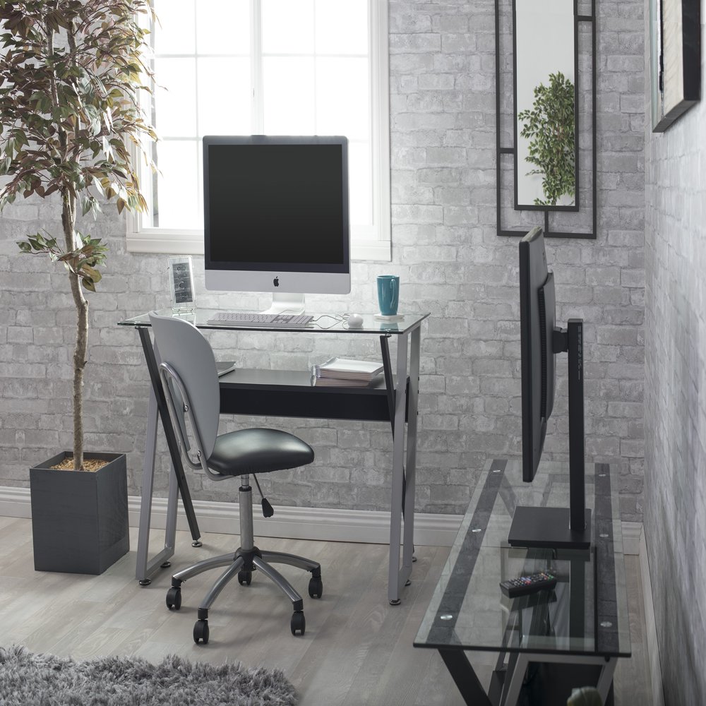 

Designs Colorado Metal Writing Laptop Desk with Storage Shelf in Silver