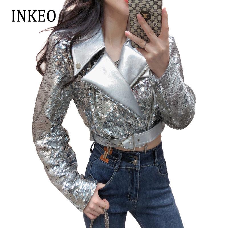 

Pants Luxury Shimmery sequined blazer Women 2022 New collection High street designer bomber jacket Slim Female Clothing INKEO 2O289, Black