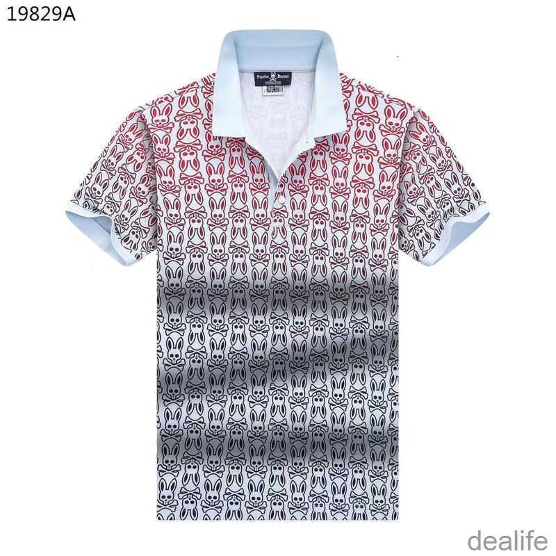 

Psycho Bunny Men t Shirt New Summer Fashion Card Cartoon Skeleton Rabbit Full Print Polo Neck Men's Casual Xwtc