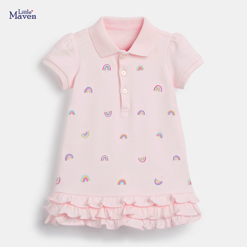 

Girl s Dresses Little maven 2023 Summer Casual Cotton Clothes Pink Rainbow Pretty Princess for Baby Girls Kids 2 to 7 years 230508, S1512 photo