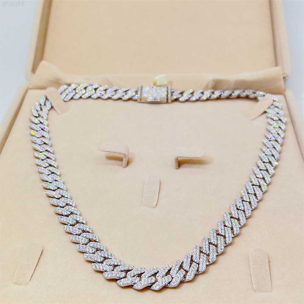 

Hip Hop Bling Jewelry 12mm 20'' Vvs Moissanite Necklace Iced Out Cuban Link Chain