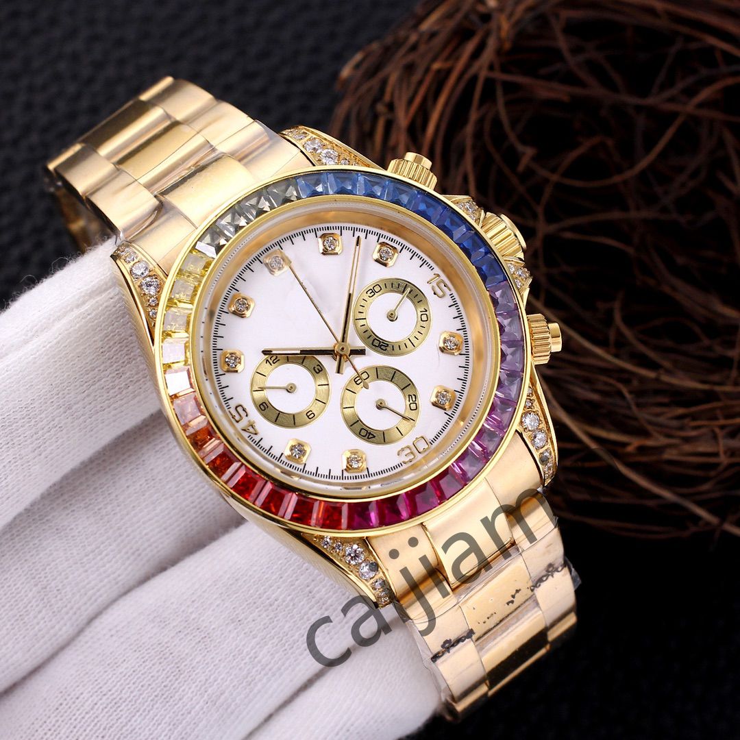 

Mens watches for Designer Luxury Watch Automatic Mechanical Watches super Luminous 40mm Full Stainless steel Rainbow Diamond Bezel rose gold Wristwatches, Tool