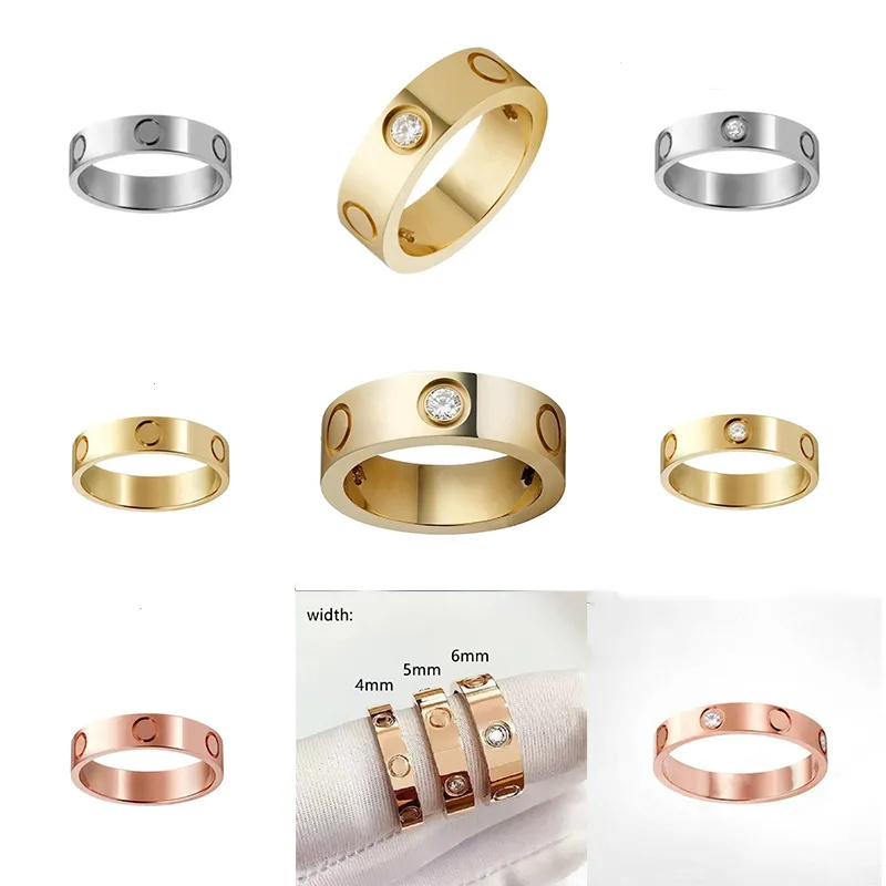 

Designer Ring Love Classic Band Jewelry Titanium Steel Screw 4CZ Diamond Womens Mens Rings Gold-Plated Never Fade Not Allergic Gold Silver Rose Gold 4mm 5mm 6mm B