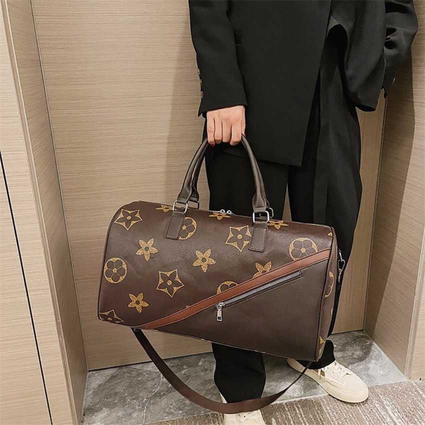 

20% OFF 2023 Fashion handbag New Men's Multi functional Versatile Trend Handbag Leisure Travel Bag, Large brown flower