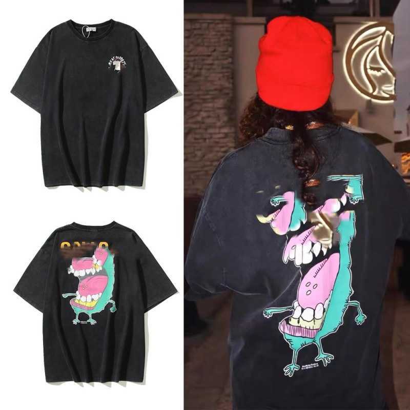 

Men's T-shirt trend large size do old retro loose short sleeve couple niche fashion men's and women's same style hand-painted large size hellstar washed graffiti kanyess, Black