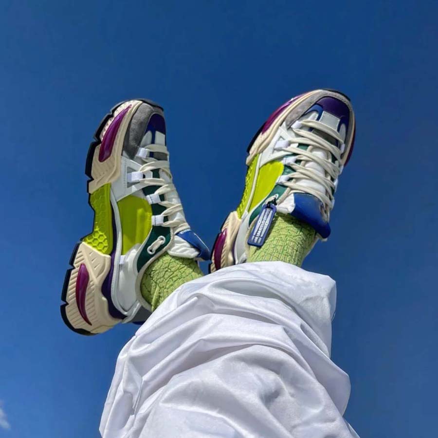 

2023 New Cowhide Thick Sole Casual Shoes Color Matching Dad Shoe Tourism Shoes Womens Shoe Trend, Blue