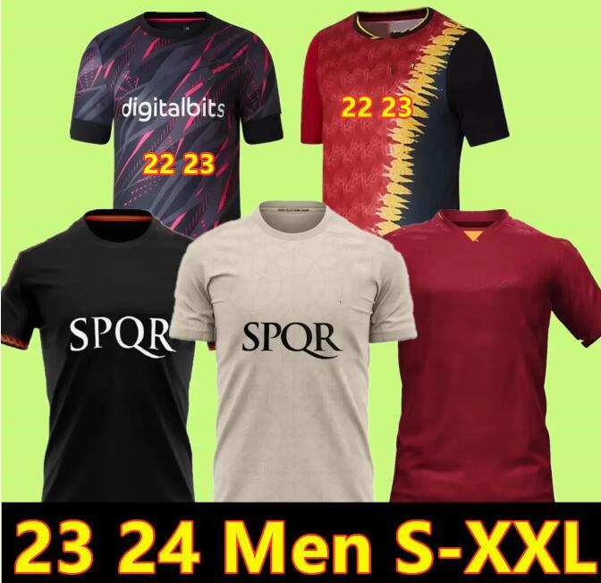 

23 24 DYBALA romas Soccer jerseys maglia Pellegrini belotti CELIK Abraham 2023 2024 HOME away 3rd jerseys MANCINI KUMBULLA men kids kit Football EL SHAARAWY, Grey