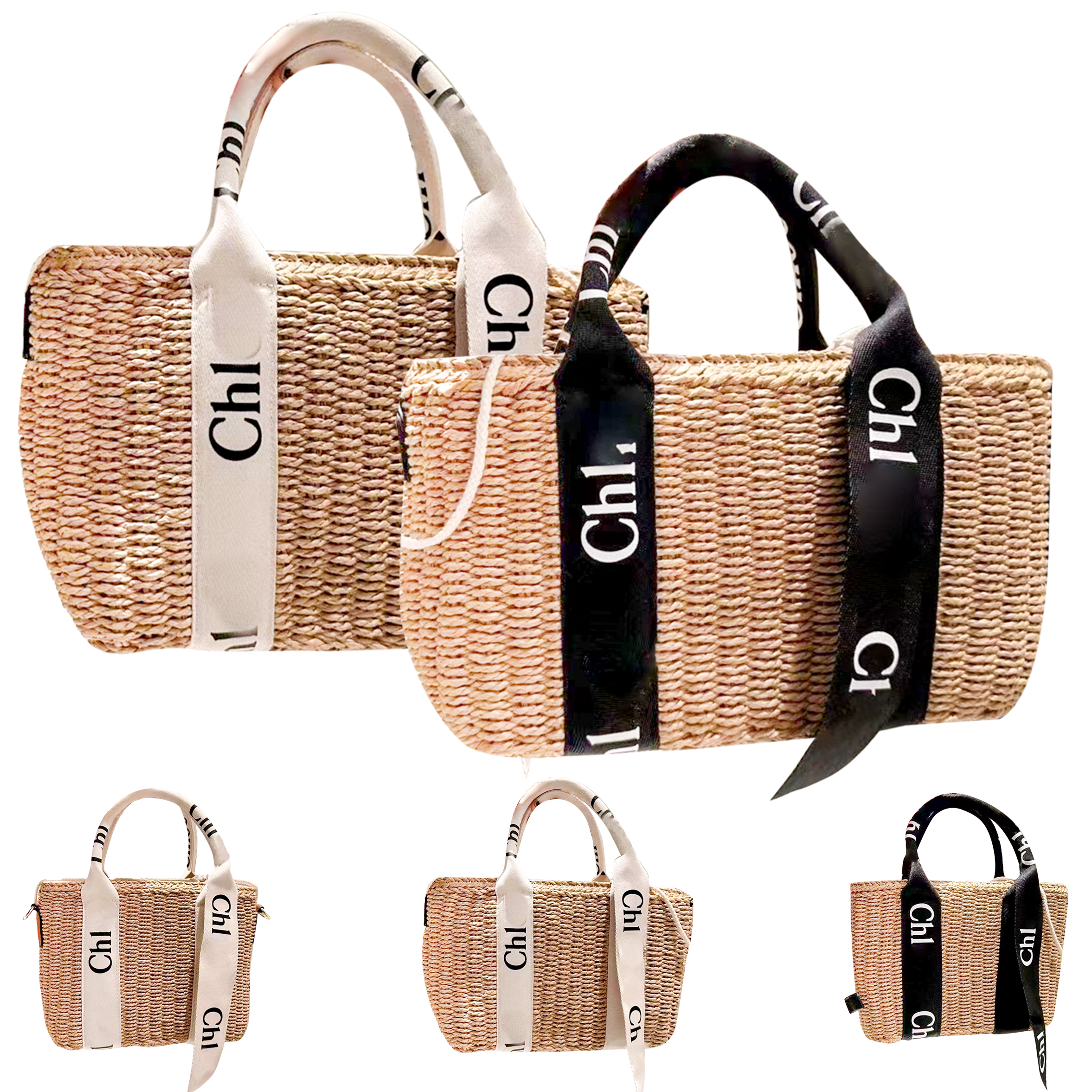 

Womens wallets woody Beach Bag mens tote Straw basket designer travel Shoulder bags luxury High quality pochette Crossbody bags weave handbag Cross body clutch bag, Black