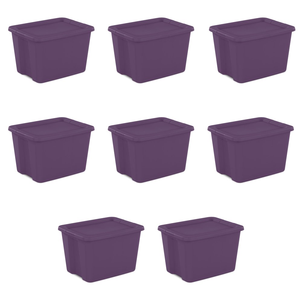 

Sterilite Plastic 18 Gallon Tote Box Moda Purple Set of 8