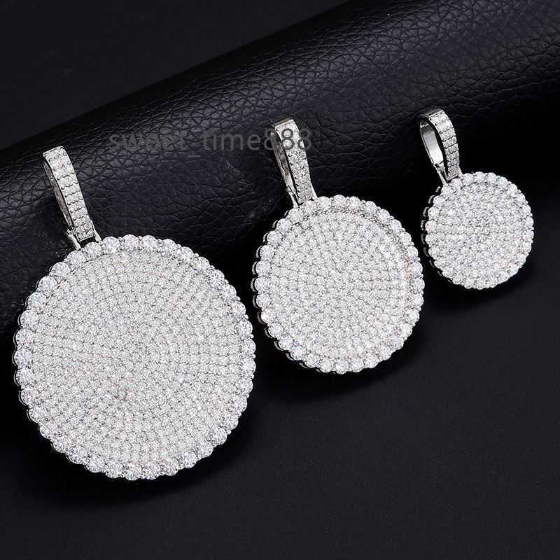

Fine Hip Hop Jewelry 20/30/40mm Silver Pass Diamond Tester VVS Moissanite Iced Out Disc Coin Pendant Necklace For Men Women