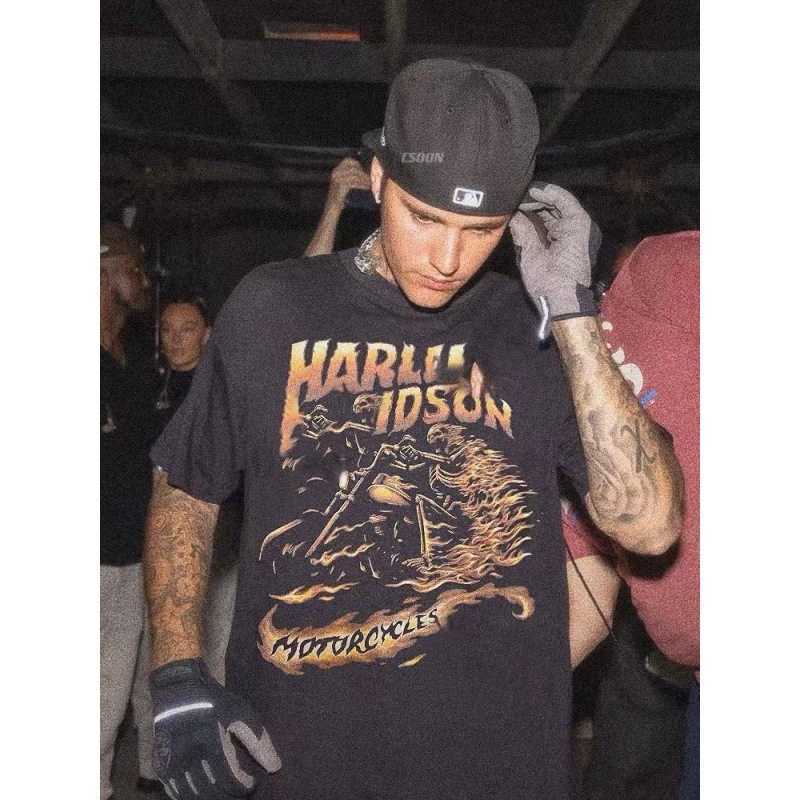 

Men's T-shirt couple street large size hip hop niche loose graffiti hellstar men's and women's same style printed short sleeve hand-painted graffiti beach retro kanyess, Black