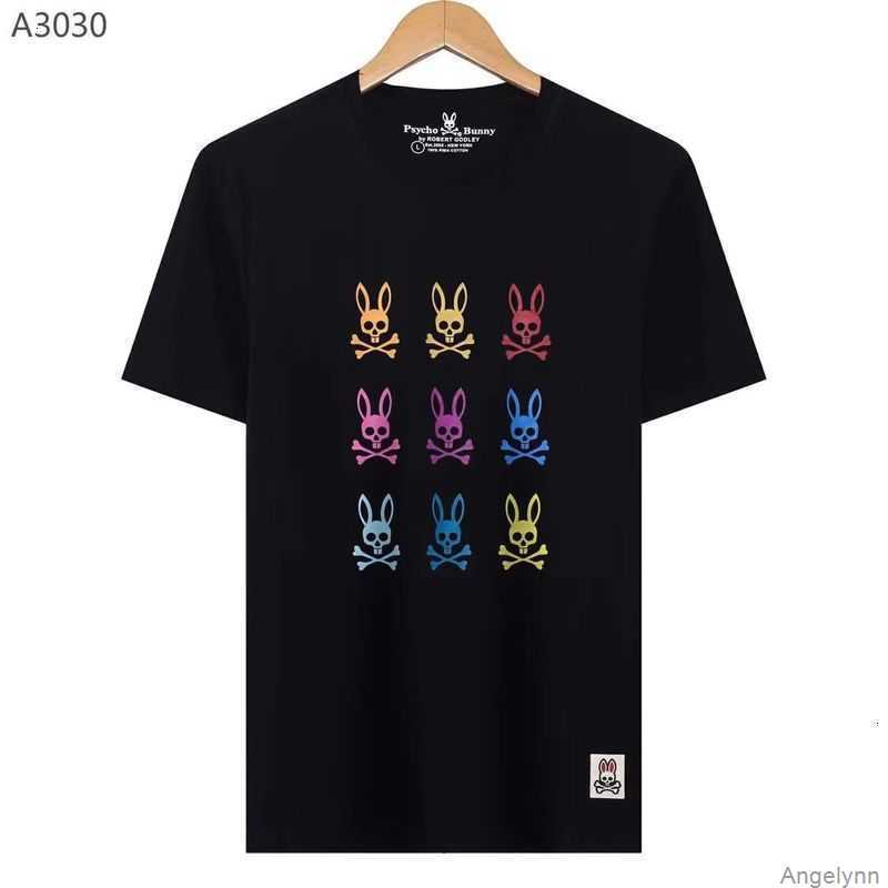 

23 Summer Psych Fashion Brand Skull Rabbit Print New Short Sleeve T-shirt Made of Pure Cotton High End Versatile Men's Casual Lq8a, Navy