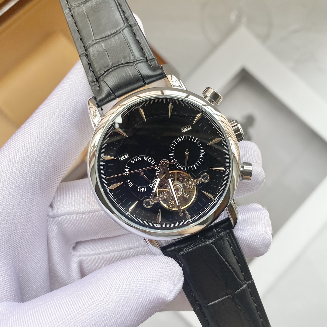 

luxury mens Pateks Philippes watch big flywheel Tourbillon automatic mechanical watches wristwatch european top brand steel and leather strap moon phase
