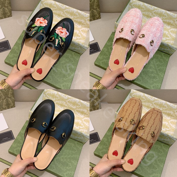

2023 Women Loafers Leather Sandals Designer Slippers Casual Shoes Slipper Mules Sandal Metal Chain Lace Velvet Slides With box