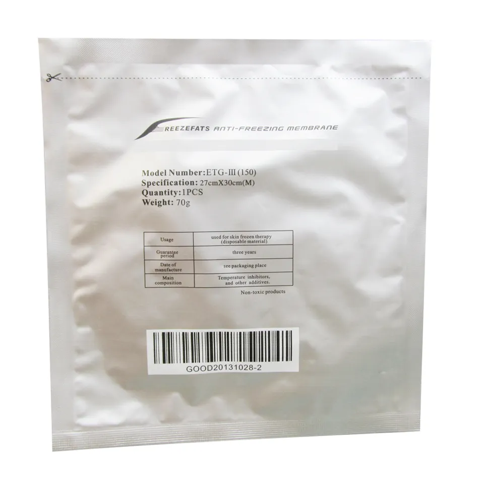 Tampons de film de membrane anti-gel pour le prix d'usine de cryothérapie de liposuccion de gel de graisse 110g 70g 60g Masque antigel pour machi