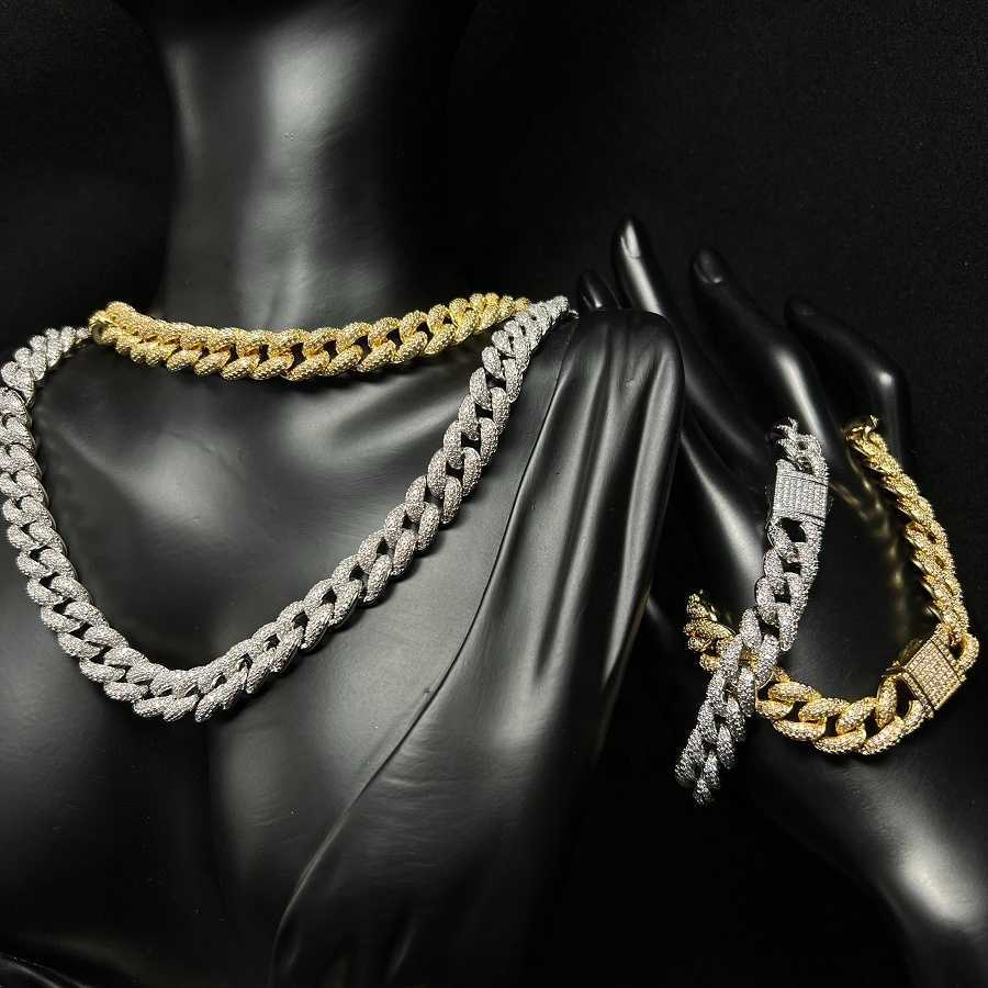 

10mm Miami Moissanite Cuban Link Chain 18k Gold Over Silver Iced Out Chain Men Hip Hop Baguette Cuban Link Necklace
